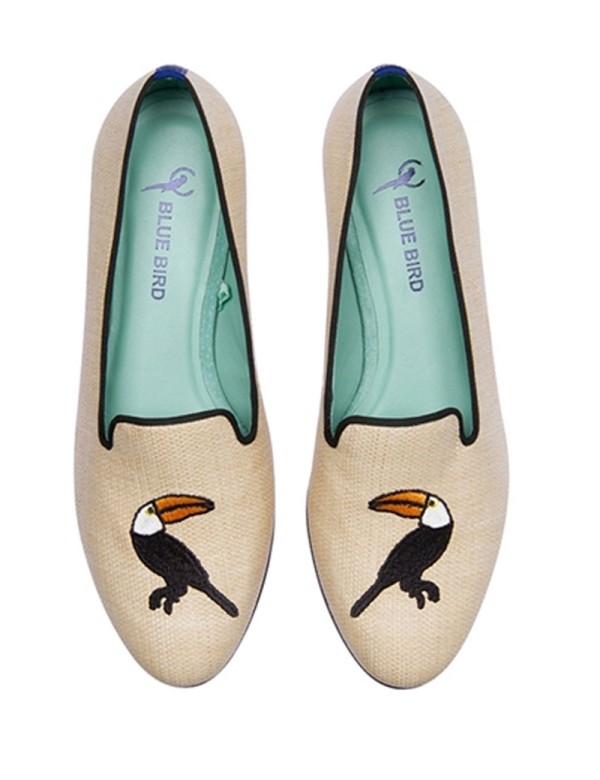 raffia embroidered loafers