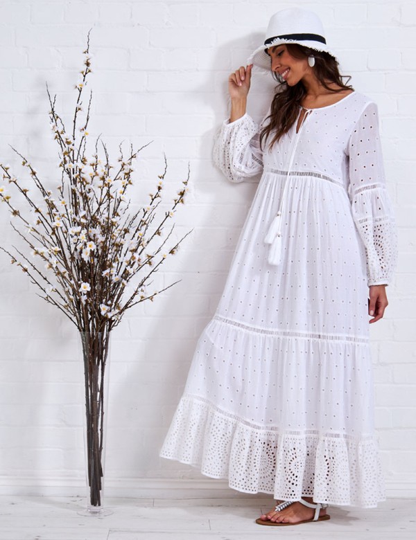 white broderie anglaise dress