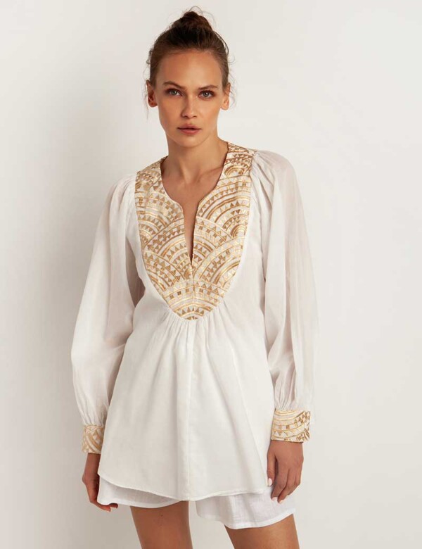 embroidered golden cotton blouse
